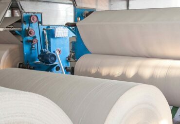 Paper production plant. Plant on production of paper towels. fragment of the industrial machine