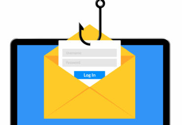 Data phishing hacking online. Scam envelope concept. Computer data fishing hack crime.