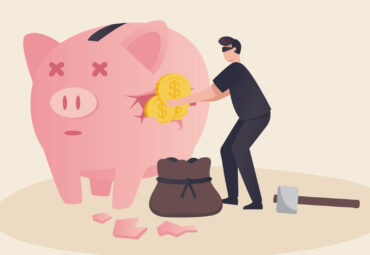 financial crime security issue financial data breach Banking or other currency security. Criminals use bombs to steal deposits from piggy banks.