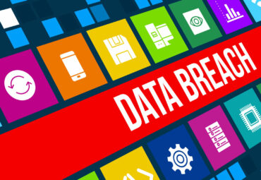 Data breach concept image with business icons and